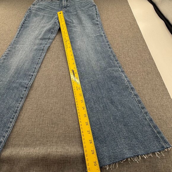 NEW! Curvy High Rise 90's Bootcut Jeans Fringe Some Stretch Cotton Blend Size 0 - Picture 7 of 12